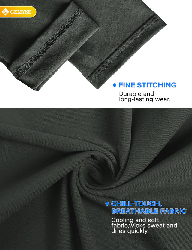 GEMYSE Men's Long Sleeve Shirts Sun Protection Athletic Breathable Moisture Wicking Rash Guard Shirt for Fishing Workout