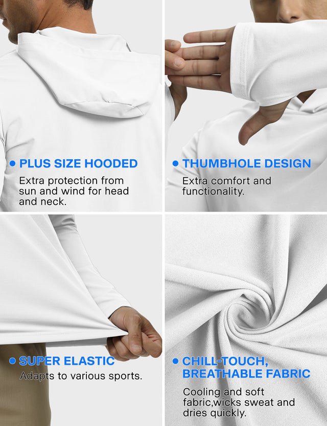 GEMYSE Sun Shirt UPF 50+ Men's Fishing Long Sleeve UV Protection Hoodie Hiking Rash Guard Athletic Running