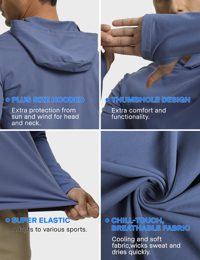 GEMYSE Sun Shirt UPF 50+ Men's Fishing Long Sleeve UV Protection Hoodie Hiking Rash Guard Athletic Running