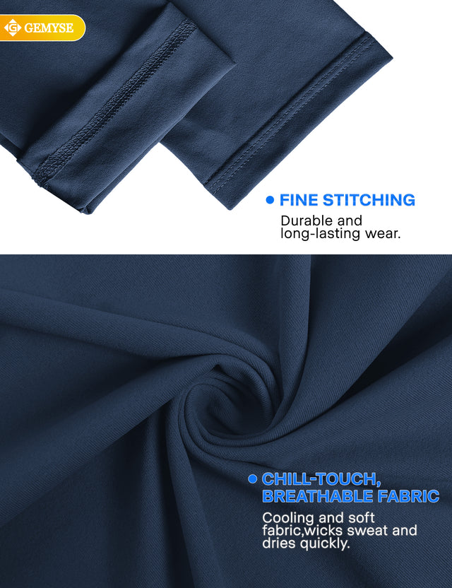 GEMYSE Men's Long Sleeve Shirts Sun Protection Athletic Breathable Moisture Wicking Rash Guard Shirt for Fishing Workout