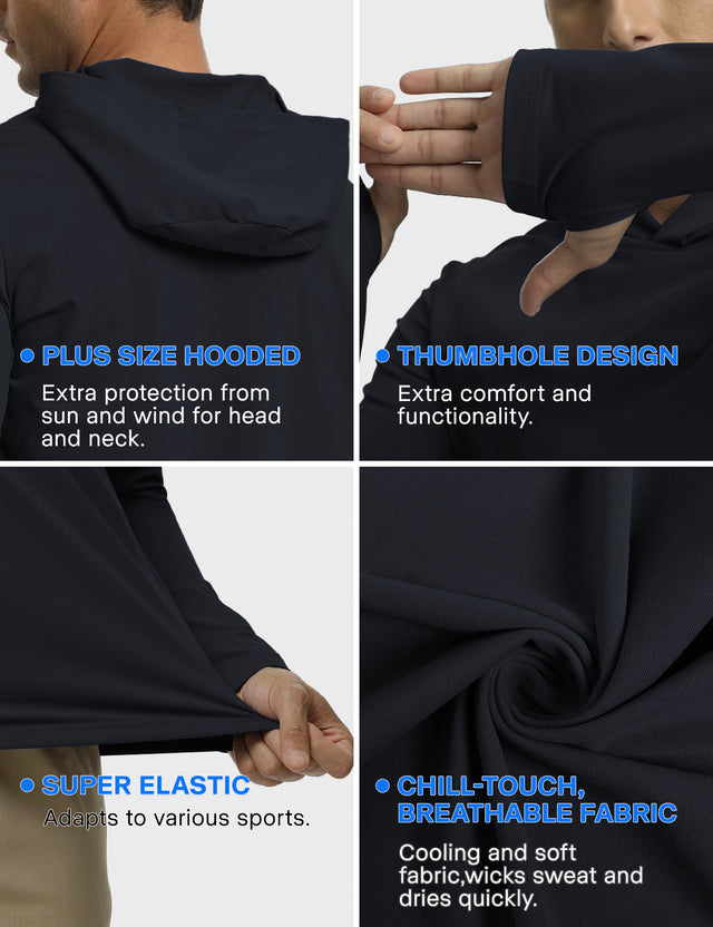 GEMYSE Sun Shirt UPF 50+ Men's Fishing Long Sleeve UV Protection Hoodie Hiking Rash Guard Athletic Running
