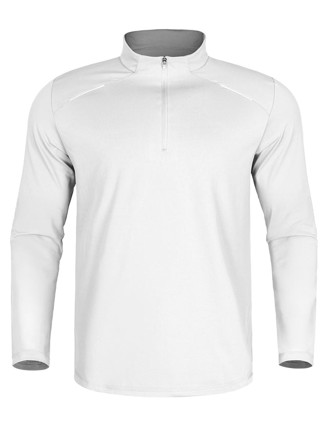 GEMYSE Men's Quarter Zip Pullover Long Sleeve Running Shirt 1/4 Zip Quick Dry Athletic Workout Shirts
