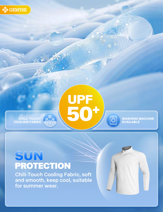 GEMYSE Men's Quarter Zip Pullover Long Sleeve Running Shirt 1/4 Zip Quick Dry Athletic Workout Shirts