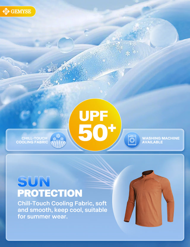 GEMYSE Men's Quarter Zip Pullover Long Sleeve Running Shirt 1/4 Zip Quick Dry Athletic Workout Shirts