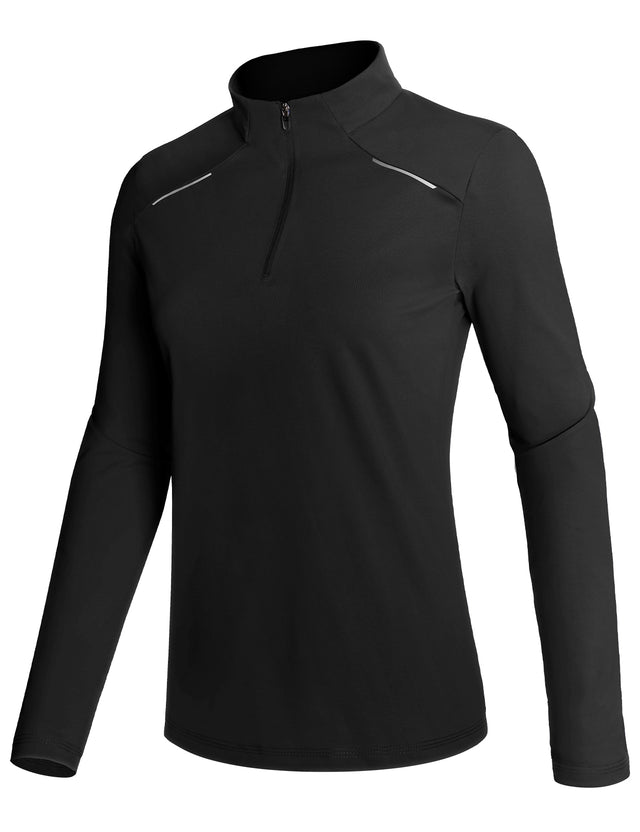 GEMYSE Women's 1/4 Zip Pullover Shirts Long Sleeve Workout Tops Quick Dry Casual Rash Guard Shirts