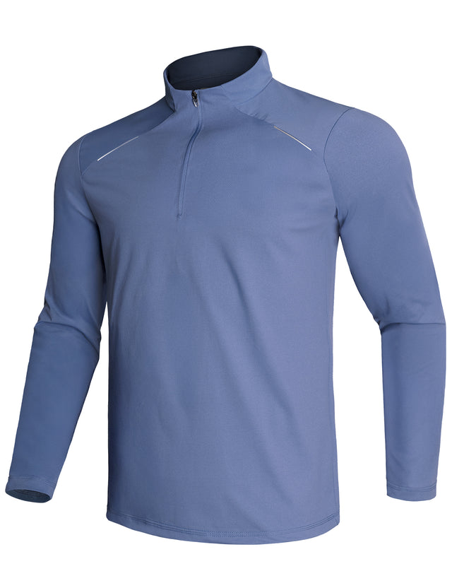 GEMYSE Men's Quarter Zip Pullover Long Sleeve Running Shirt 1/4 Zip Quick Dry Athletic Workout Shirts