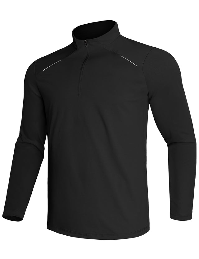 GEMYSE Men's Quarter Zip Pullover Long Sleeve Running Shirt 1/4 Zip Quick Dry Athletic Workout Shirts