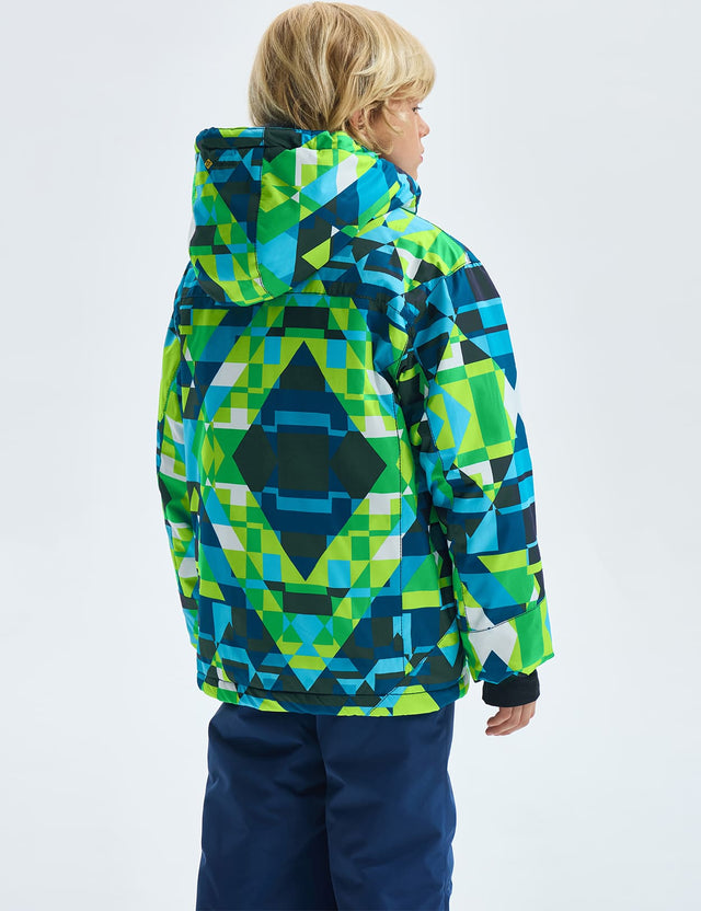 GEMYSE Boy's Waterproof Ski Snow Jacket Fleece Windproof Winter Jacket with Hood
