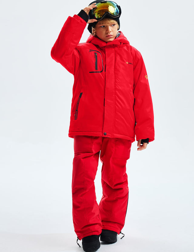 GEMYSE Boy's Waterproof Ski Snow Jacket Fleece Windproof Winter Jacket with Hood