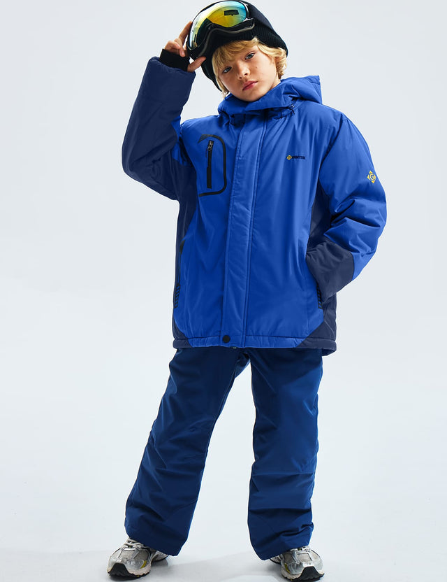 GEMYSE Boy's Waterproof Ski Snow Jacket Fleece Windproof Winter Jacket with Hood