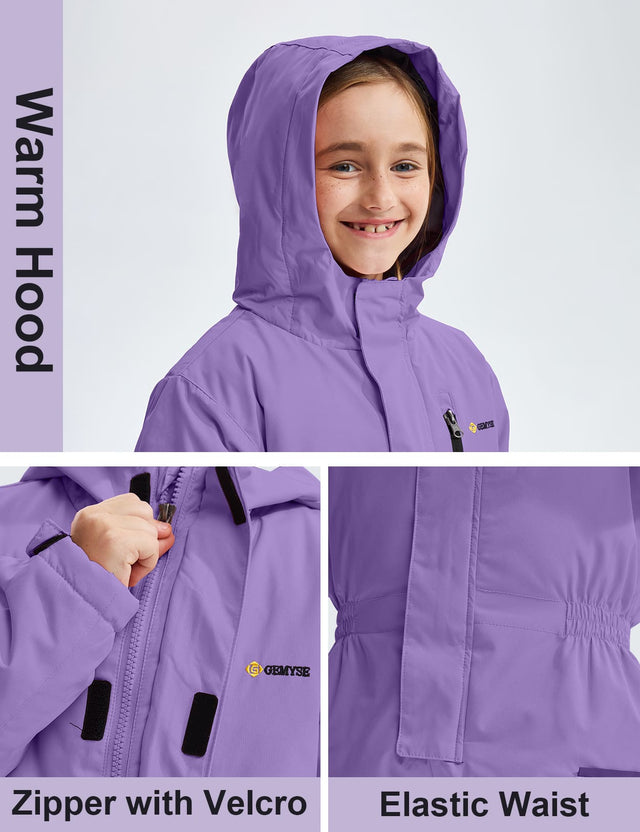 GEMYSE Kids One Pieces Ski Suits Jumpsuits Boys Girls' Winter Outdoor Snowboarding Waterproof Snowsuits