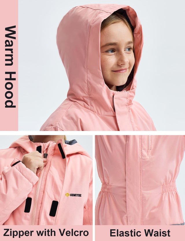 GEMYSE Kids One Pieces Ski Suits Jumpsuits Boys Girls' Winter Outdoor Snowboarding Waterproof Snowsuits