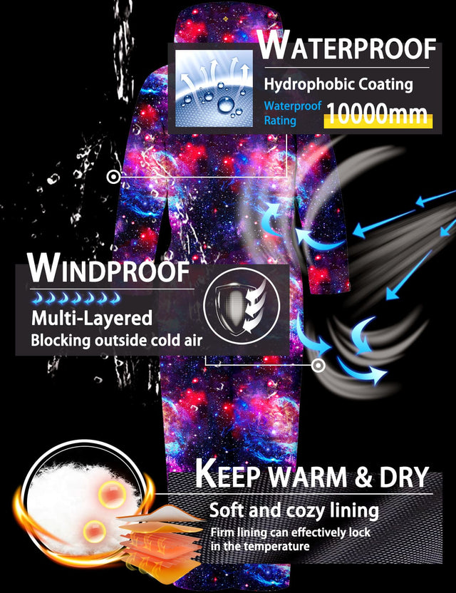 GEMYSE Kids One Pieces Ski Suits Jumpsuits Boys Girls' Winter Outdoor Snowboarding Waterproof Snowsuits