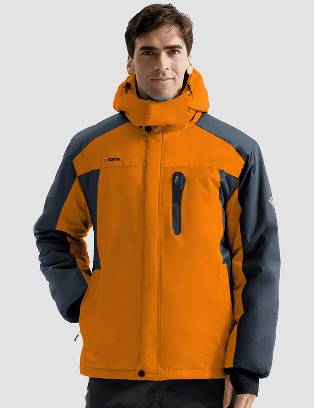 GEMYSE Men's Ski Snow Jacket Warm Winter Waterproof Coat Snowboard Rain Jacket Hooded Windproof Windbreaker
