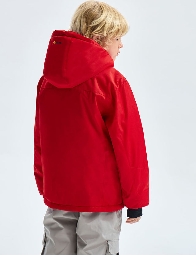 GEMYSE Boy's Waterproof Ski Snow Jacket Hooded Fleece Windproof Winter Jacket