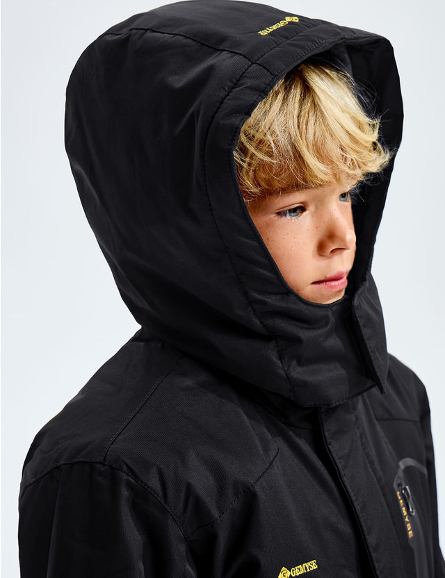 GEMYSE Boy's Waterproof Ski Snow Jacket Hooded Fleece Windproof Winter Jacket