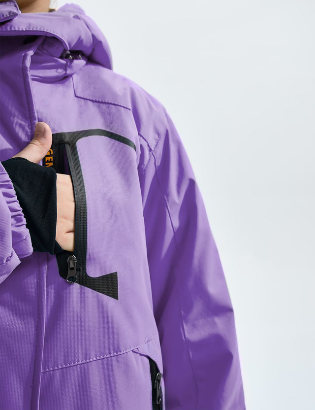 GEMYSE Girl's Waterproof Ski Snow Jacket Fleece Windproof Winter Jacket with Hood