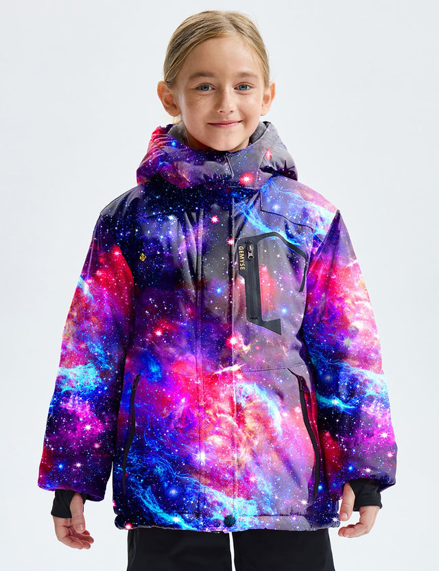 GEMYSE Girl's Waterproof Ski Snow Jacket Fleece Windproof Winter Jacket with Hood
