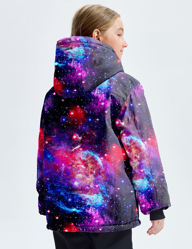 GEMYSE Girl's Waterproof Ski Snow Jacket Fleece Windproof Winter Jacket with Hood