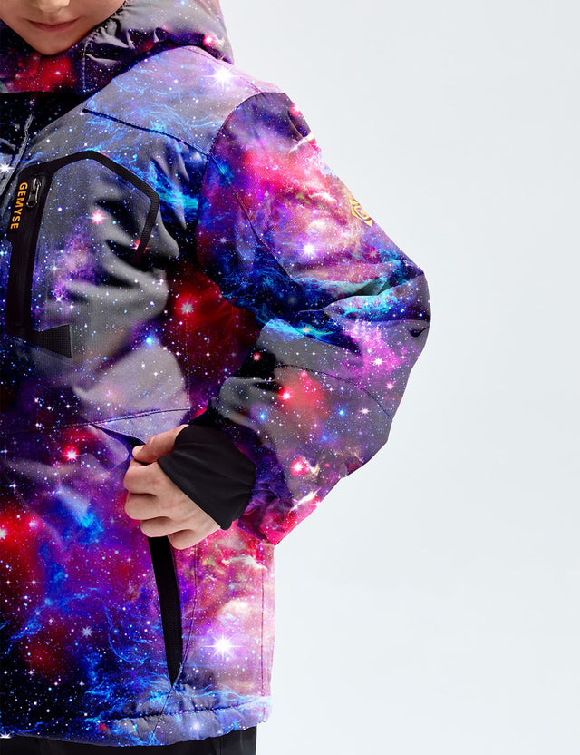 GEMYSE Girl's Waterproof Ski Snow Jacket Fleece Windproof Winter Jacket with Hood