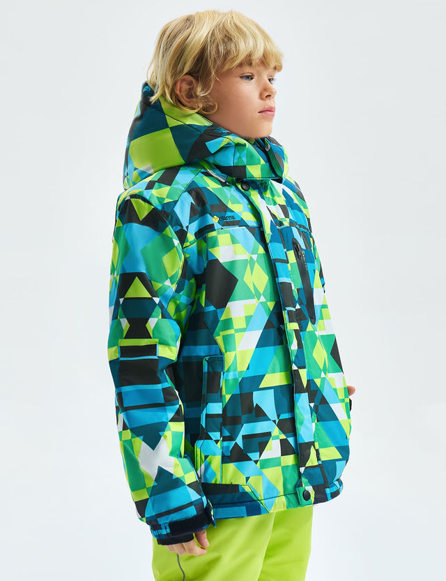 GEMYSE Boy's Waterproof Ski Snow Jacket Hooded Fleece Lined Windproof Winter Jacket