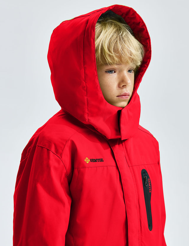GEMYSE Boy's Waterproof Ski Snow Jacket Hooded Fleece Lined Windproof Winter Jacket