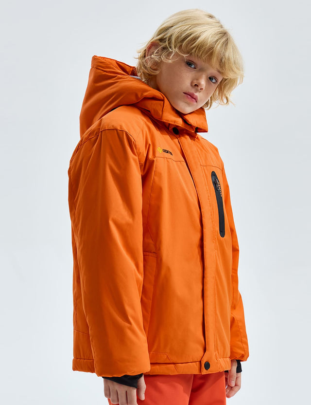 GEMYSE Boy's Waterproof Ski Snow Jacket Hooded Fleece Lined Windproof Winter Jacket