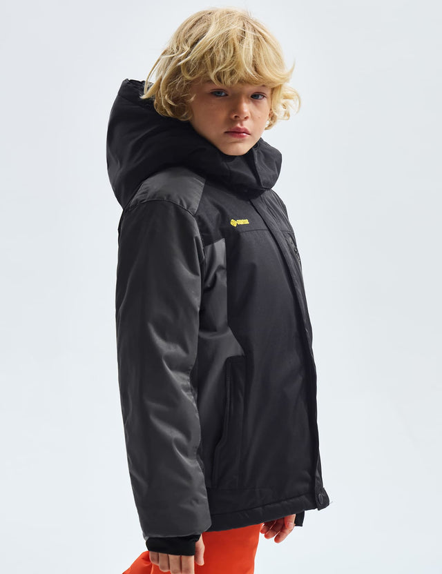 GEMYSE Boy's Waterproof Ski Snow Jacket Hooded Fleece Lined Windproof Winter Jacket