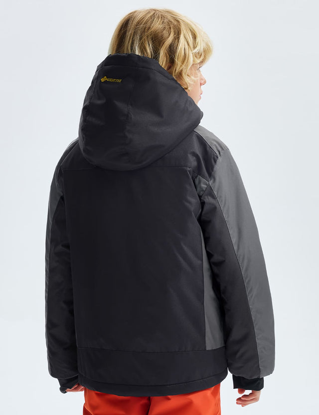 GEMYSE Boy's Waterproof Ski Snow Jacket Hooded Fleece Lined Windproof Winter Jacket