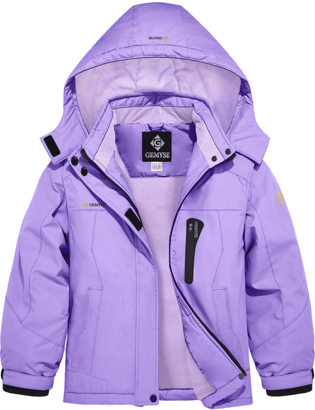 GEMYSE Girl's Waterproof Ski Snow Jacket Hooded Fleece Lined Windproof Winter Jacket