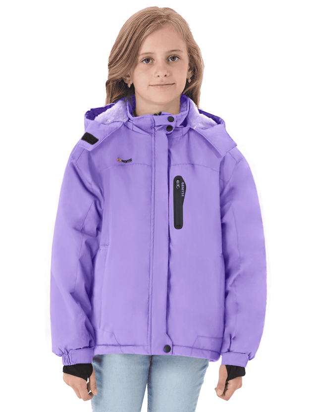GEMYSE Girl's Waterproof Ski Snow Jacket Hooded Fleece Lined Windproof Winter Jacket