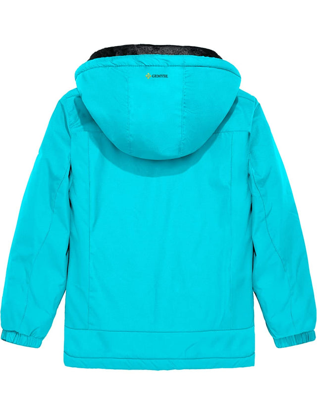 GEMYSE Girl's Waterproof Ski Snow Jacket Hooded Fleece Lined Windproof Winter Jacket