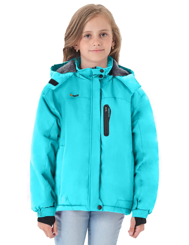GEMYSE Girl's Waterproof Ski Snow Jacket Hooded Fleece Lined Windproof Winter Jacket