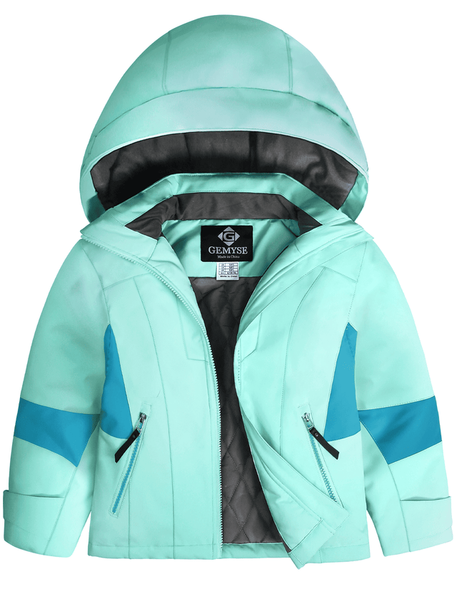 GEMYSE Girls Winter Jackets Waterproof Windpoof Ski Snow Jacket Warm Quilted Coats Kids Outerwear with Hood