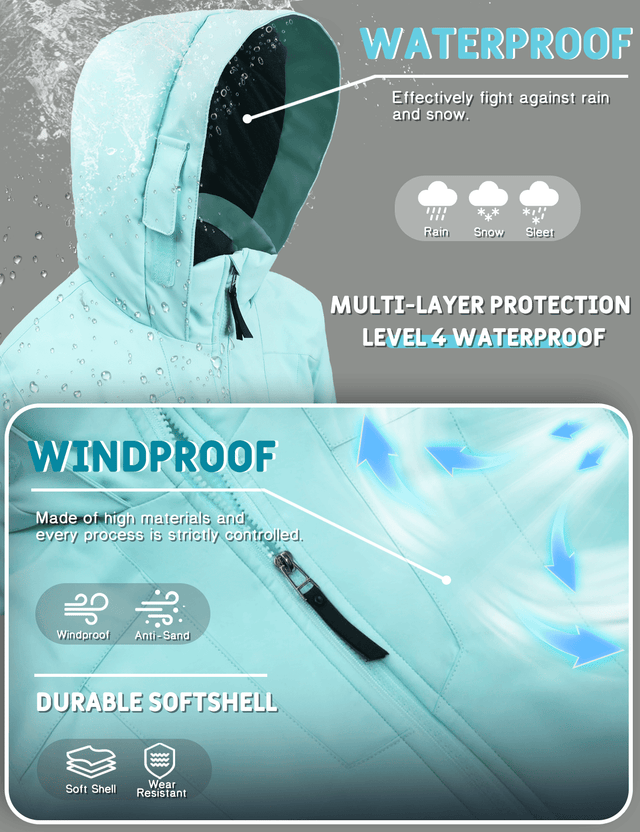 GEMYSE Girls Winter Jackets Waterproof Windpoof Ski Snow Jacket Warm Quilted Coats Kids Outerwear with Hood