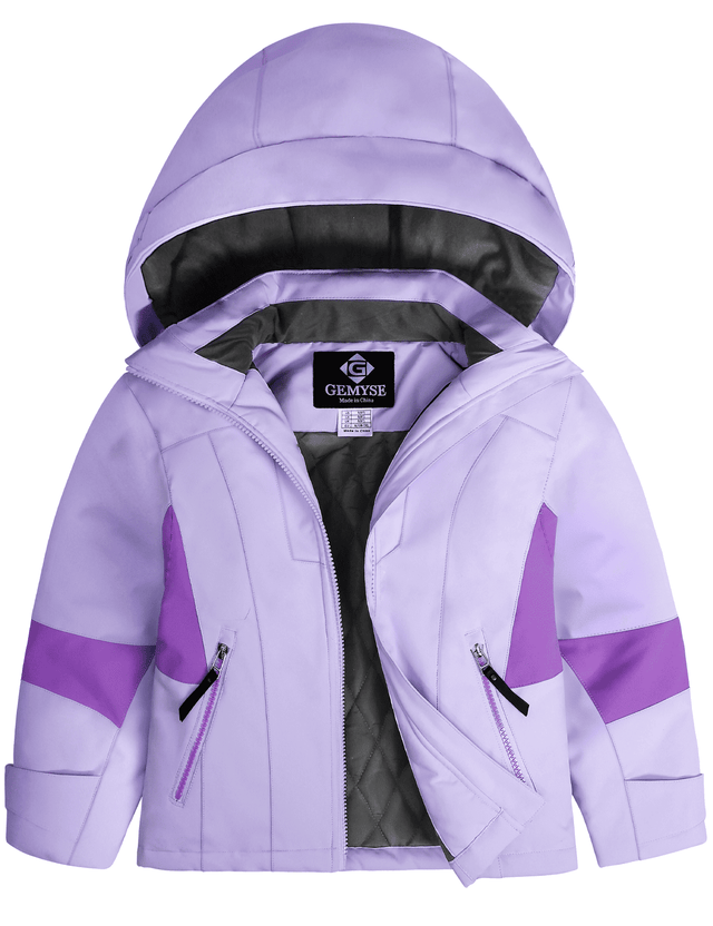 GEMYSE Girls Winter Jackets Waterproof Windpoof Ski Snow Jacket Warm Quilted Coats Kids Outerwear with Hood