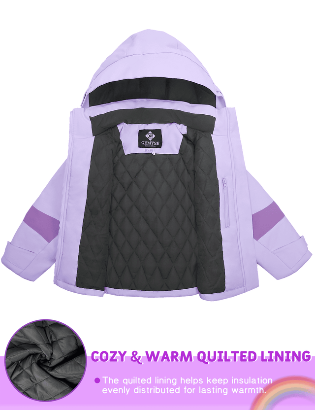 GEMYSE Girls Winter Jackets Waterproof Windpoof Ski Snow Jacket Warm Quilted Coats Kids Outerwear with Hood