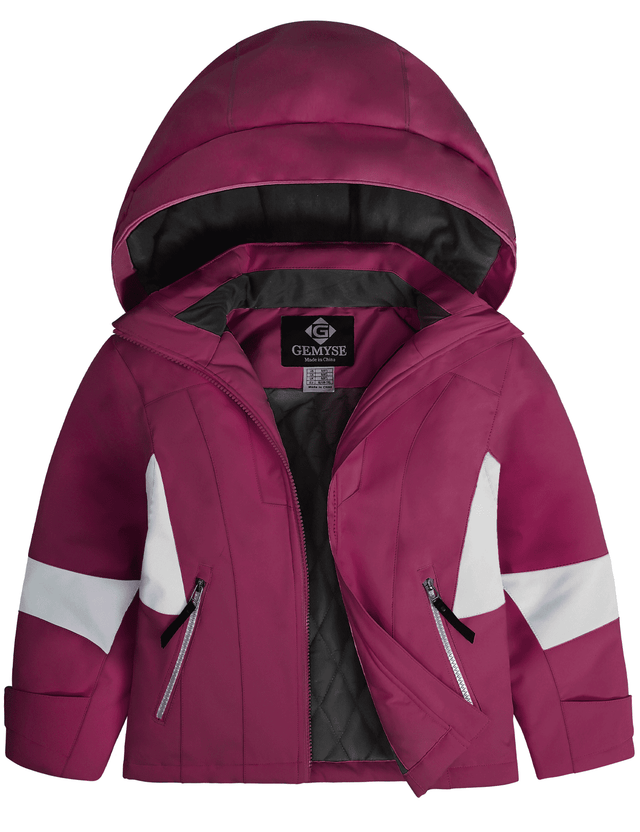 GEMYSE Girls Winter Jackets Waterproof Windpoof Ski Snow Jacket Warm Quilted Coats Kids Outerwear with Hood