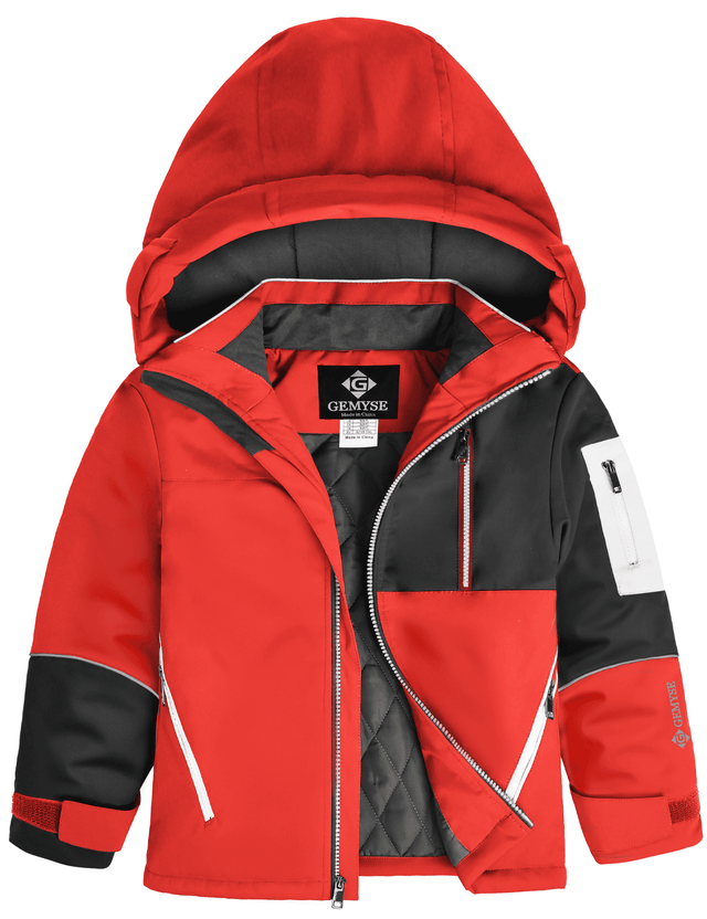GEMYSE Boys Winter Coat Waterproof Windproof Boys Ski Snow Jacket with Hood Warm Kids Winter Jacket