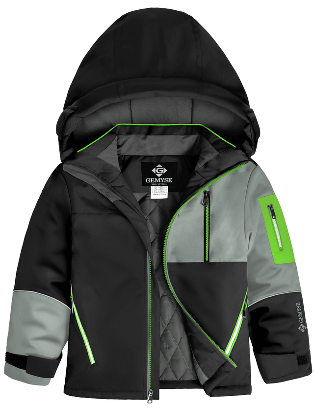 GEMYSE Boys Winter Coat Waterproof Windproof Boys Ski Snow Jacket with Hood Warm Kids Winter Jacket