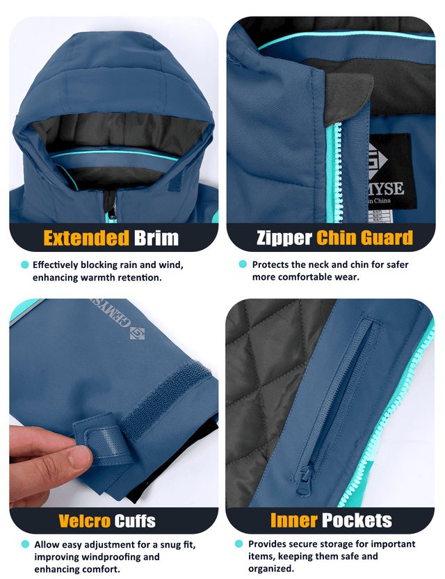 GEMYSE Boys Winter Coat Waterproof Windproof Boys Ski Snow Jacket with Hood Warm Kids Winter Jacket