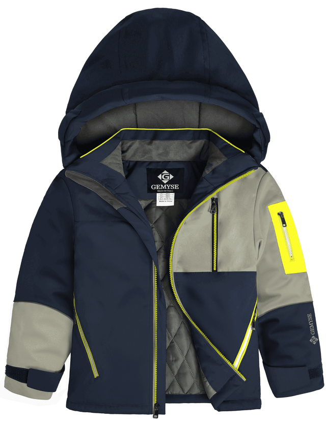GEMYSE Boys Winter Coat Waterproof Windproof Boys Ski Snow Jacket with Hood Warm Kids Winter Jacket