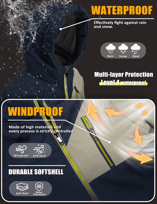 GEMYSE Boys Winter Coat Waterproof Windproof Boys Ski Snow Jacket with Hood Warm Kids Winter Jacket