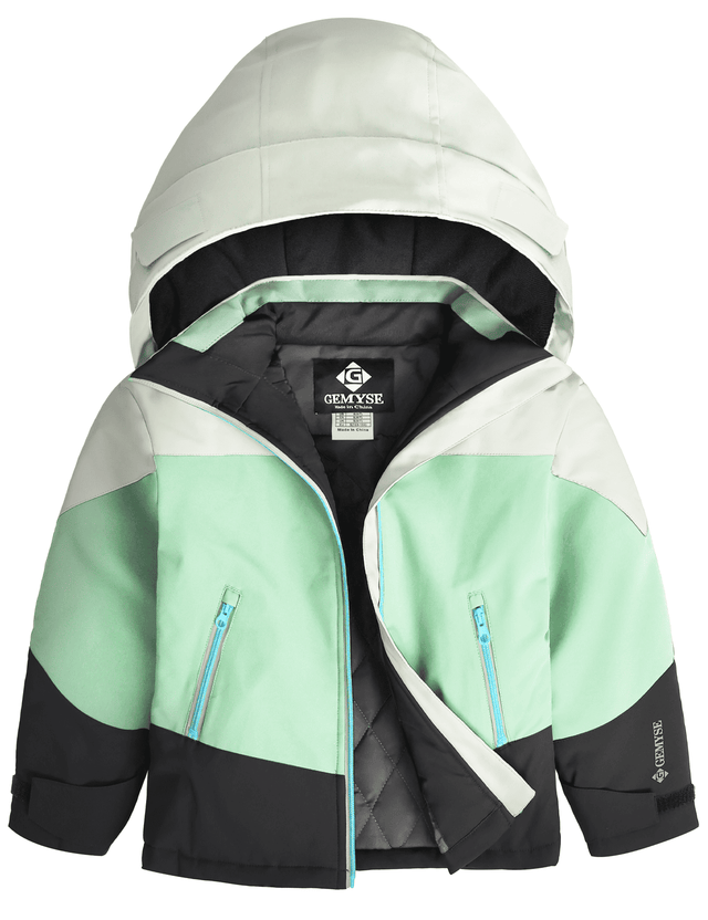 GEMYSE Girls Winter Coat Waterproof Windproof Girls Ski Jacket with Hood Kids Quilted Outerwear