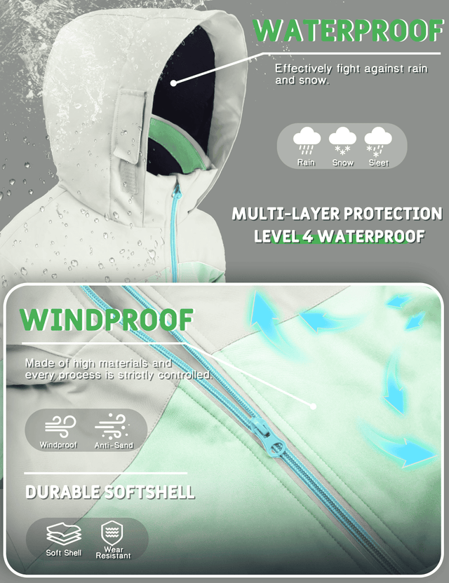 GEMYSE Girls Winter Coat Waterproof Windproof Girls Ski Jacket with Hood Kids Quilted Outerwear