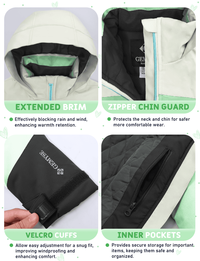 GEMYSE Girls Winter Coat Waterproof Windproof Girls Ski Jacket with Hood Kids Quilted Outerwear