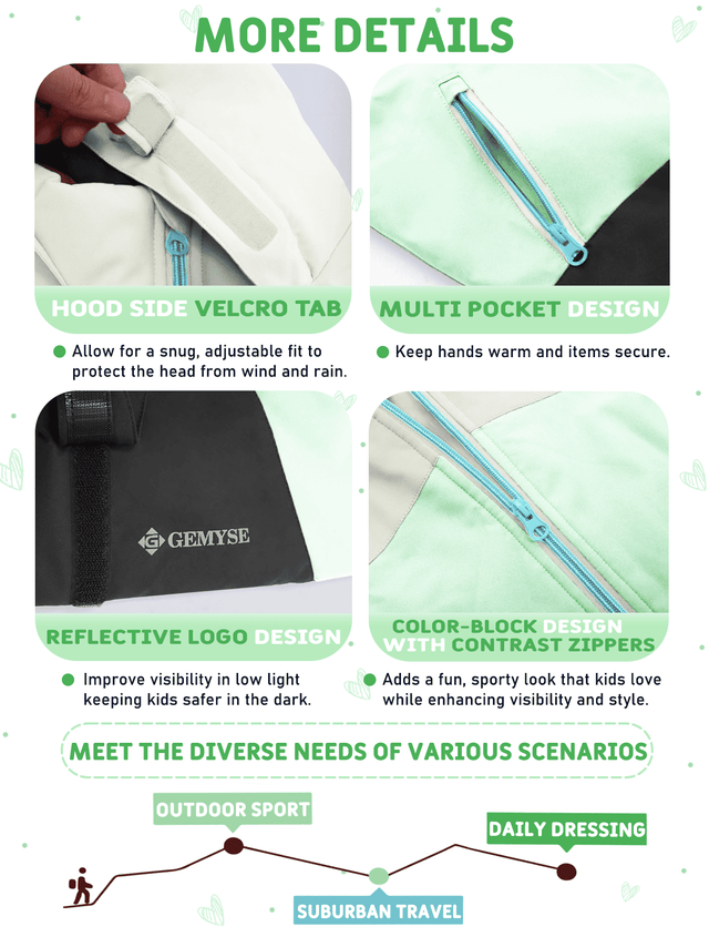 GEMYSE Girls Winter Coat Waterproof Windproof Girls Ski Jacket with Hood Kids Quilted Outerwear