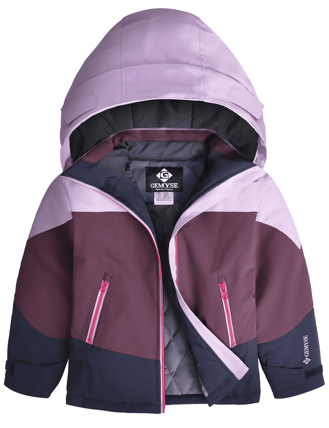 GEMYSE Girls Winter Coat Waterproof Windproof Girls Ski Jacket with Hood Kids Quilted Outerwear