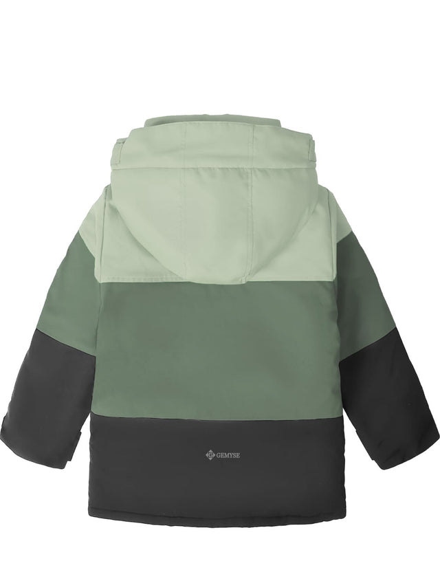 GEMYSE Boys Winter Coat Waterproof Windproof Boys Ski Jacket with Hood Kids Insulated Quilted Outerwear