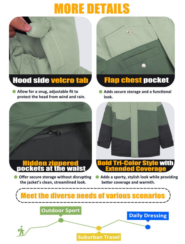 GEMYSE Boys Winter Coat Waterproof Windproof Boys Ski Jacket with Hood Kids Insulated Quilted Outerwear